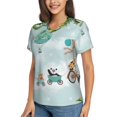 thumbnail image 2 of Xecao Animals Riding Across The Sky for Women's V-Neck T-Shirts-Elegant Half-Sleeve Tops Perfect for Summer-XX-Large, 2 of 5