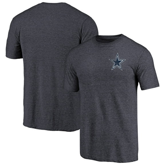 Men's Heathered Navy Dallas Cowboys Primary Logo Left Chest Distressed Tri-Blend T-Shirt