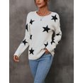thumbnail image 3 of Crewneck Sweaters for Women Star Print Knitted Pullover Sweaters Lightweight Sweater Shermie, 3 of 6