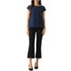 thumbnail image 2 of INSPIRAR CHIC Blusa Elegante de Manga Corta para Mujeres con Cuello Barco, Tops de Peplum con Cinturón XS Azul Oscuro, 2 of 6