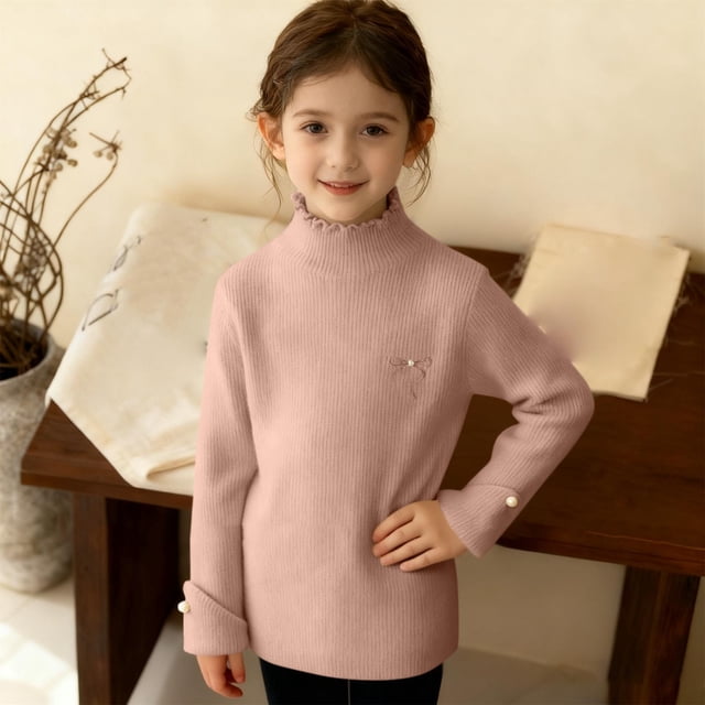 Cowsor Toddler Baby Boys Girls Knit Sweaters Turtleneck High Collar Fall Winter Soft Warm Sweater Pullover Tops