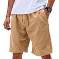 thumbnail image 3 of Lumtrix Men's Linen Shorts with Pockets Lightweight Breathable Casual Elastic Waist Shorts for Summer Beach Vacation Earthy Yellow XL, 3 of 8