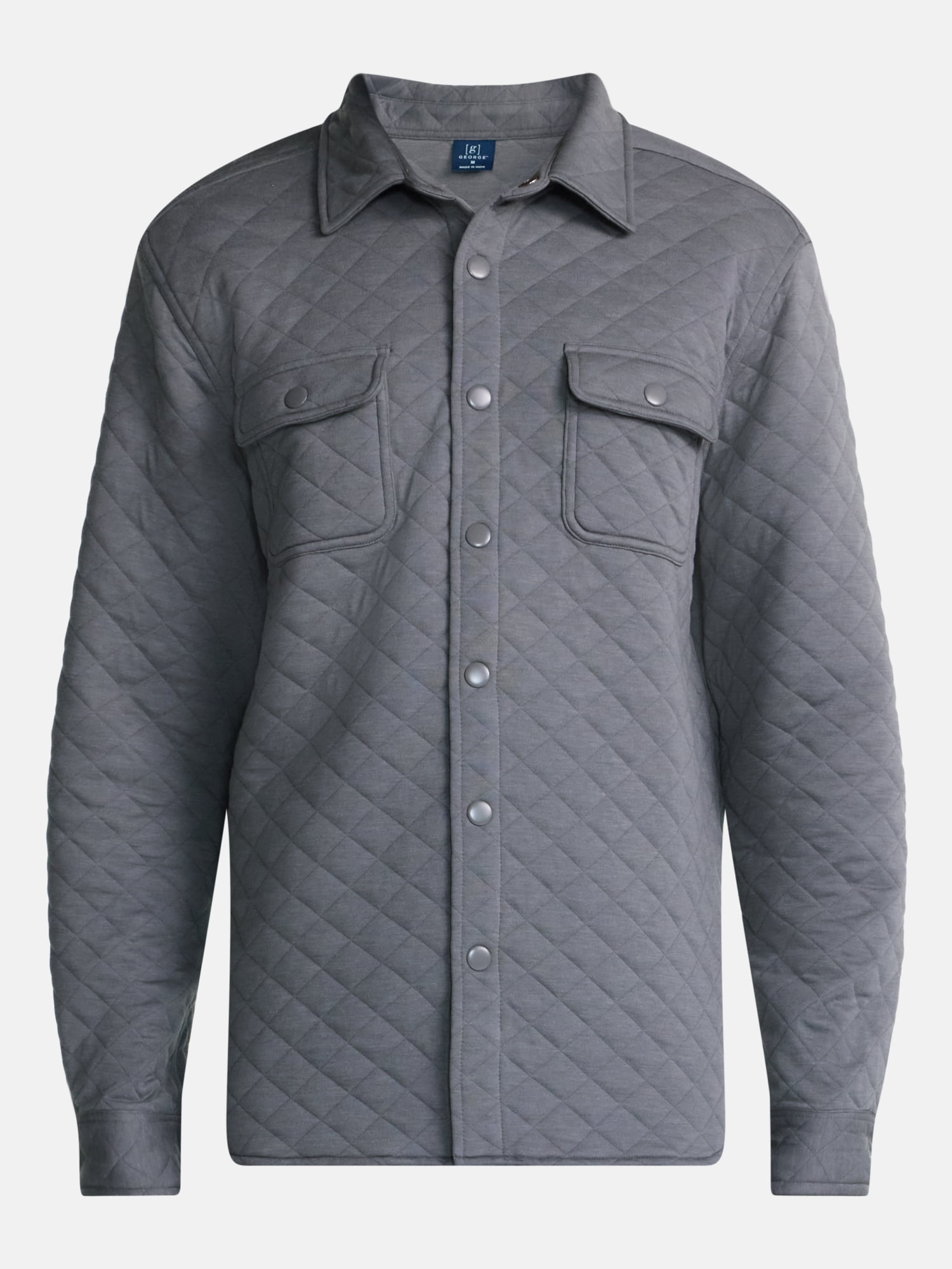 George Men's Quilted Overshirt with Long Sleeves, Sizes XS-4XLT