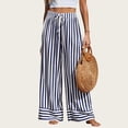 thumbnail image 2 of VV AVEORS Women'S Palazzo Pants 2026 Summer Striped Satin Wide Leg High Waisted Flowy Casual Lounge Sweatpants Pockets Blue L, 2 of 8