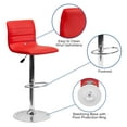 thumbnail image 4 of Flash Furniture Vincent Modern Red Vinyl Adjustable Bar Stool with Back, Swivel Stool with Chrome Pedestal Base and Footrest, 4 of 9