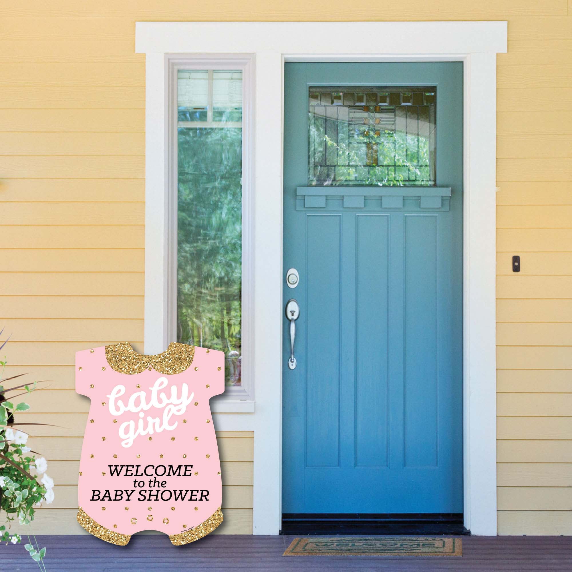 Big Dot of Happiness Hello Little One - Pink and Gold - Party Decorations - It's A Girl Baby Shower Welcome Yard Sign