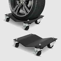 Car Wheel Dolly, 5000 LBS Capacity Car Dolly Set of 2, Heavy Duty - 6mm Thick Steel Vehicle Dollies with Brakes, Moving Cars, Trucks, Trailers, Motorcycles, and Boatse (Black)
