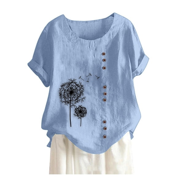T Shirts For Women Womens Tops Cotton Linen Shirts Summer Casual Short Sleeve Blouse Oversized Loose Tops