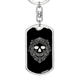 thumbnail image 5 of Calavera Mexican Sugar Skull 90 Stainless Steel or 18k Gold Premium Swivel Dog Tag Keychain, 5 of 16