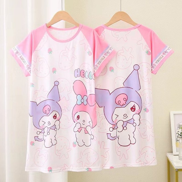 Camisones Kawaii Sanrios, ropa de dormir de dibujos animados, Cinnamoroll, My Melody Kuromi KT, suave y cómoda, regalo para niña