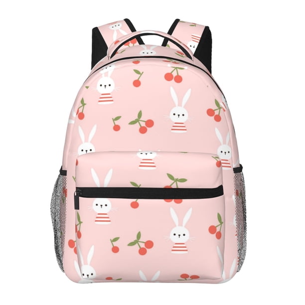 Disketp Rabbit And Cherry Mochila Estampada para Hombre y Mujer – Mochila Ligera Clásica con Múltiples Bolsillos para Universidad, Trabajo y Viajes-One Size