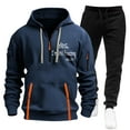 thumbnail image 2 of THDHVS Track Suits Mens,Jogging Suits for Men,Men Two Piece Outfits Sets Full Zip Hoodie with Kangaroo Pocket and Tapered Joggers Mens Athletic Suit for Gym Basketball and Casual Use Navy S, 2 of 3