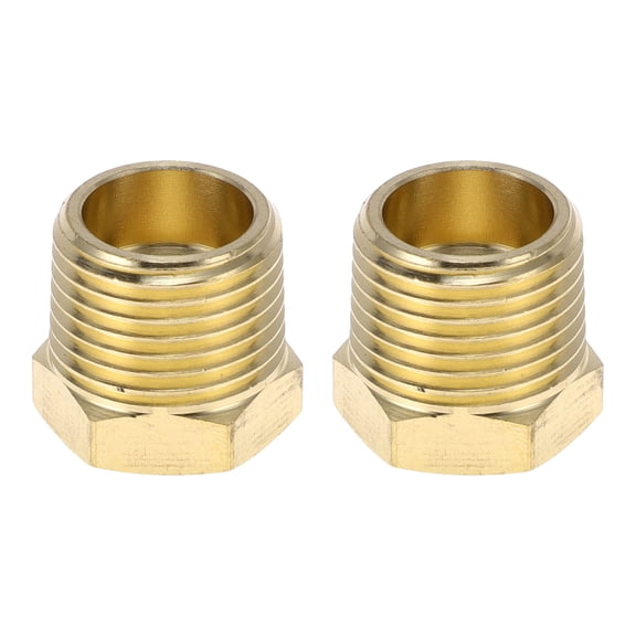 Unique Bargains Brass Pipe Fittings 3/8"NPT Male x 1/8"NPT Female Hex Pipe Fiiting for Pressure Gage 2 Pcs