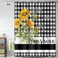 thumbnail image 2 of Buffalo Plaid Shower Curtain Farmhouse Sunflowers You are my Sunshine Themed Shower Curtains for Bathroom Bathtubs Decor Washable Durable Polyester Fabric 72x84 Inch with Hooks, 2 of 6