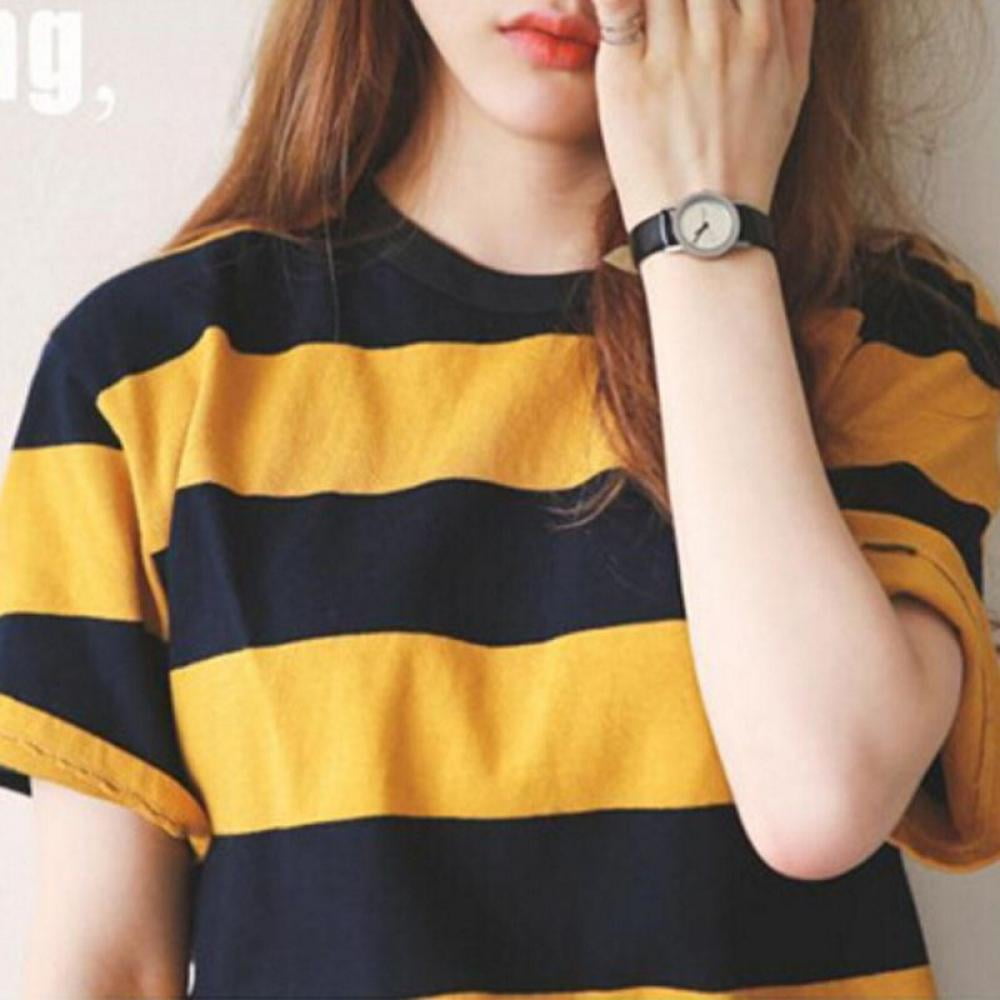 Women's T Shirt Striped Shirt Yellow and Black Stripes Tops Women's T Shirt Striped Shirt Yellow and Black Stripes Tops
