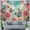 thumbnail image 4 of PIKWEEK Flower Tapestry Chinese Rose Butterfly Colorful Wall Tapestry Vintage Herbs Tapestry Psychedelic Multicolor  for College Living Room Dorm Room Decoration Wall SIGE173 Painting, 4 of 6