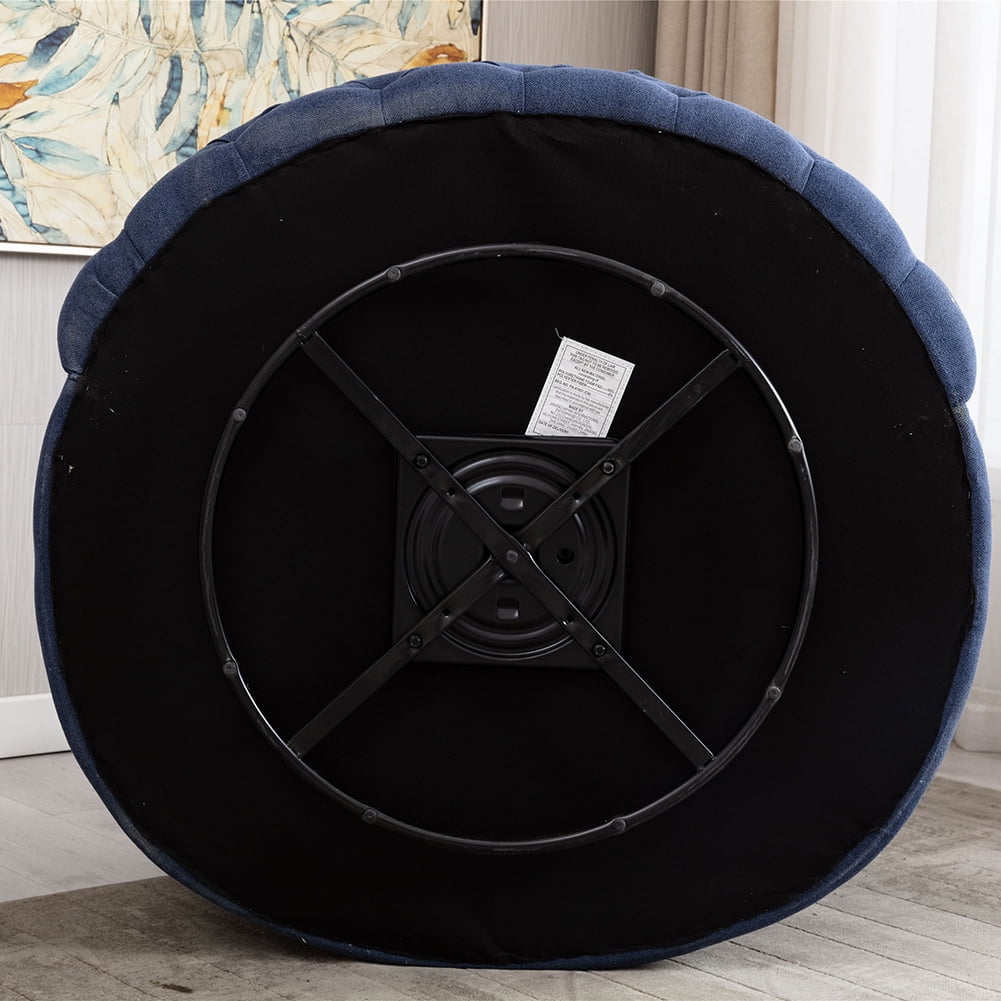 Kepooman Modern Akili Swivel Accent Chair for Hotel Living Room, Leisure Upholstered Half-Moon Metal Shaped Base Shell Chairs, Blue Kepooman Modern Akili Swivel Accent Chair for Hotel Living Room, Leisure Upholstered Half-Moon Metal Shaped Base Shell Chairs, Blue