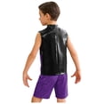 thumbnail image 2 of Hansber Boys Hip Hop Street Jazz Dance Outfit Kids Color Block Sleeveless Tank Top with Sequin Shorts Set Purple 16, 2 of 5