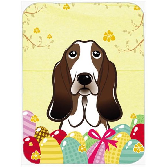 Caroline's Treasures Basset Hound Easter Egg Hunt Glass Cutting Board Large