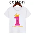 thumbnail image 2 of Camiseta de algodón estampada con número de cumpleaños de corona, regalo de cumpleaños para niños, camiseta para niña, camiseta divertida y linda para bebé, ropa para niños, 2 of 5