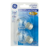 GE Decorative Halogen Bulbs 60 W Crystal Clear, 2.0 CT