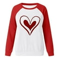 thumbnail image 4 of Luxalzxs Womens Love Heart Print Sweatshirt Casual Raglan Long Sleeve Crewneck Valentine's Day Graphic Colorblock Pullover Tops, 4 of 5