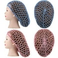 thumbnail image 6 of 2 Pieces Mesh Hair Net Rayon Knit Snood Women Crocheted Sleep Cap (Gray), 6 of 7