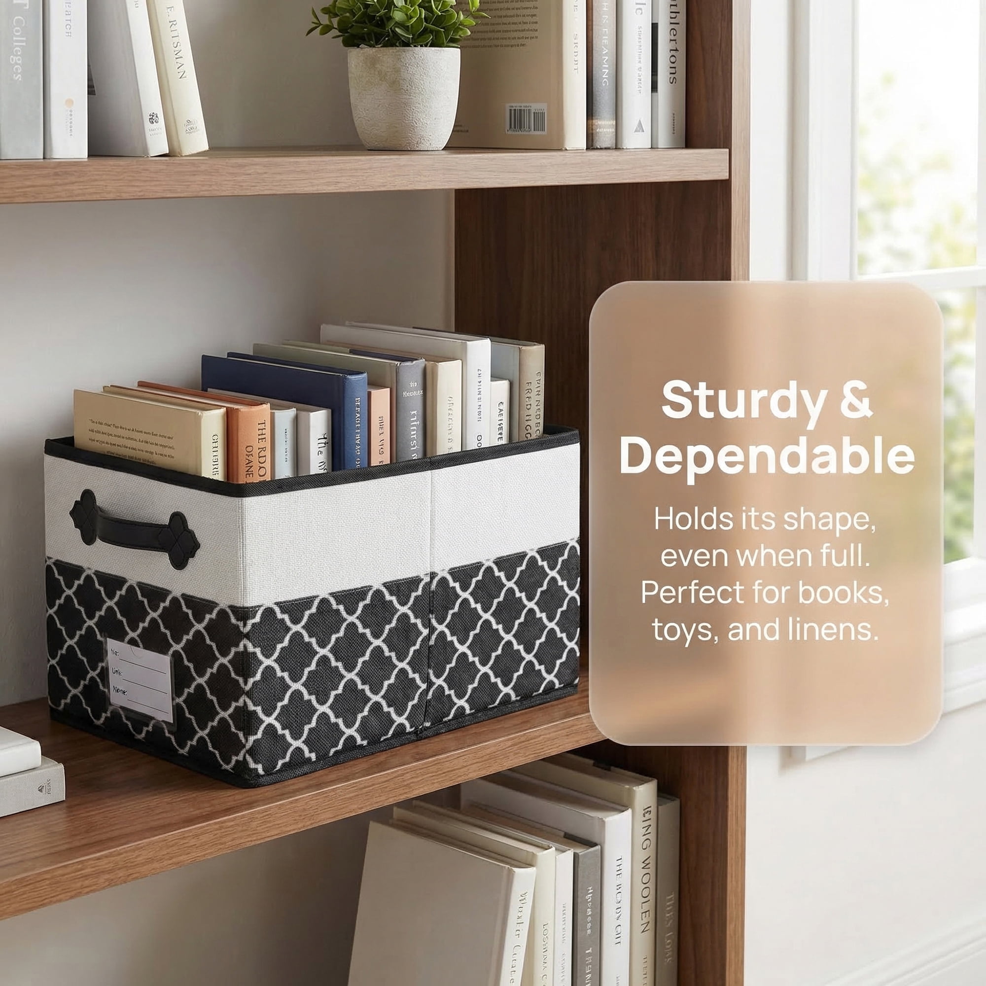 Unique Bargains Storage Basket with Handle for Organizing Objects Black 15"x9.8"x8.3"