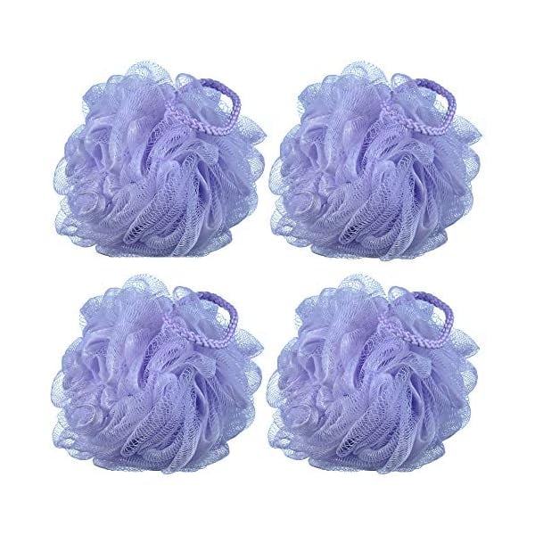 wonima11 60g/pcs Purple Mesh Bath Sponge Shower Pouf Loofahs Shower Puff Pack of 4 (Purple)