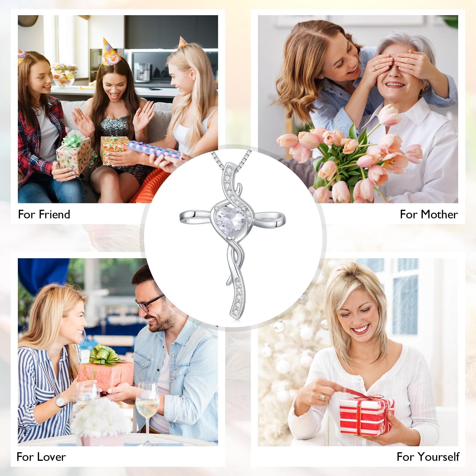 Coachuhhar Infinity Cross Necklace for Women 925 Sterling Silver Religious Cross Pendant Necklaces Faith Jewelry Christmas Gifts for Mom Wife Her Birthday