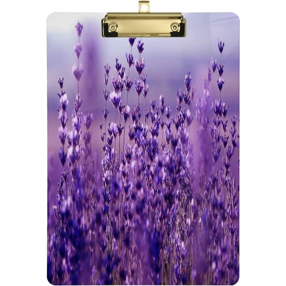 FMSHPON Beautiful Lavender Flower Clipboard Hardboard Wood Nursing Clip Board and Pull for Standard A4 Letter 13x9 inches