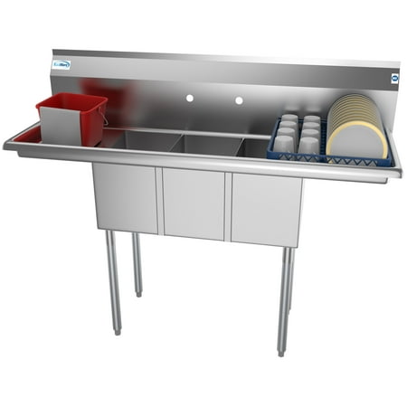 Drainboards Stainless Steel 3 Compartment 54