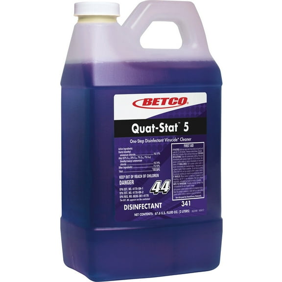 Betco Quat-Stat 5 Disinfectant - Concentrate Liquid - 0.53 gal (67.63 fl oz) - Lavender Scent - 1 Each - Purple