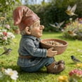 thumbnail image 6 of Bird Feeders Outdoor Garden Gnome Statue Wild Bird Feeders Whimsical Garden Decor Sitting Gnome Fairy Statue Resin Figurine for Garden Balcony Patio Lawn Yard Decoration Housewarming Gifts, 6 of 8