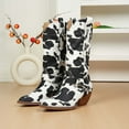 thumbnail image 3 of ARiderGirl Evon Women's Cow Print Boots Pull On Cowboy Boots Stacked Heel Pointed Toe Mid Calf Boots, 3 of 6