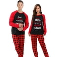 thumbnail image 4 of Conjuntos de pijamas de pareja navideña, ropa de dormir negra, ropa de salón para adultos, Dear Santa, She's & He's The Naughty Ones, 4 of 4