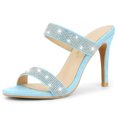 thumbnail image 1 of Sandalias de diamantes de imitacion Allegra K Mulas tacón de Aguja Cielo azul 41, 1 of 6