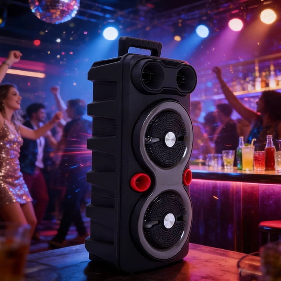 YEAHIBABY Portable Outdoor Speaker with Dual Subwoofers and Rgb Light Show for Night Gatherings 1Set