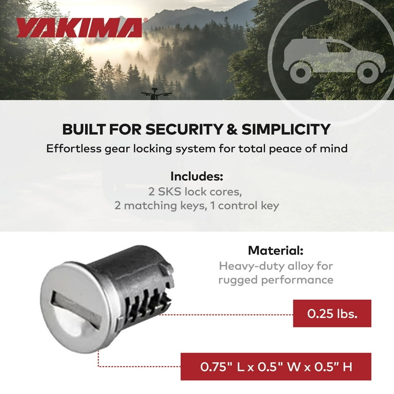 Yakima Car Rack System Component SKS Lock Core Kit with Key (2