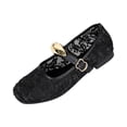 thumbnail image 2 of CHWshoes Women's Floral Embroidered Mesh Mary Jane Flats Square Toe Buckle Strap Breathable Ballet Shoes for Dressy Trendy Work Office Wedding Daily Ballerina，Black Size 41, 2 of 5