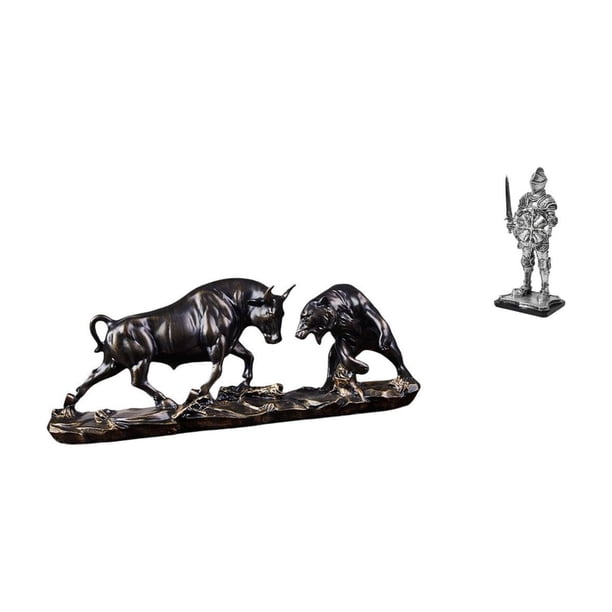 Estatua de escritorio,Figura decorativa de pelea de toros y osos,Figura de escritorio,Estatua de caballero,arte,artesanía,coleccionable,escritorio,oficina,Figura decorativa,pieza de