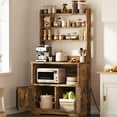 thumbnail image 1 of Bakers Rack with Storage Cabinet, Microwave Stand with Power Outlets, Farmhouse Bakers Rack with Thick Table Top, Small Kitchen Bakers Rack for Kitchen,Dining Room, Retro Brown, 1 of 7