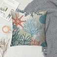thumbnail image 2 of Nawypu  Nautical Coastal Throw Pillow Covers Beach Themed Ocean Seashell Coral Starfish Couch Decorative Pillow Cases Outdoor Sofa Cushion Cover for Bedroom Living Room, Blue, 2 of 5