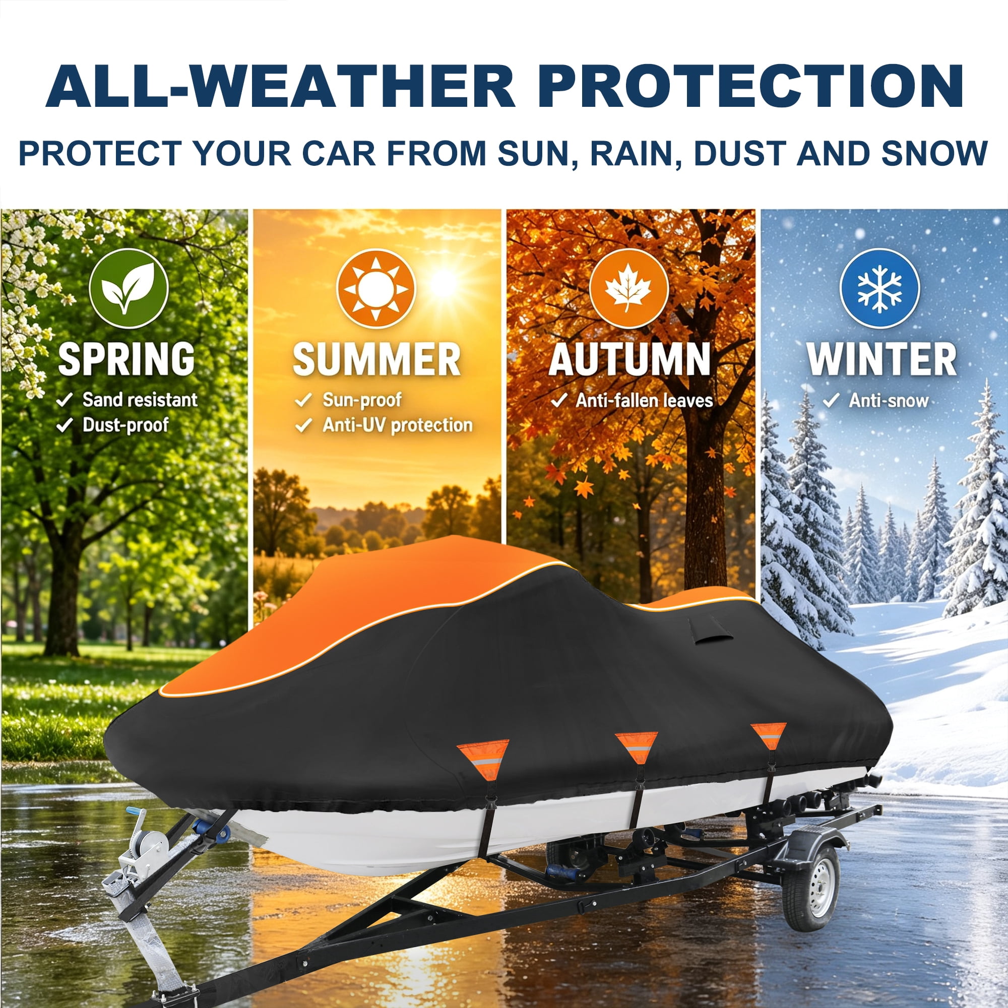 Unique Bargains Heavy Duty 420D Oxford Anti-UV Cover for Jet Ski with Storage Bag Style A