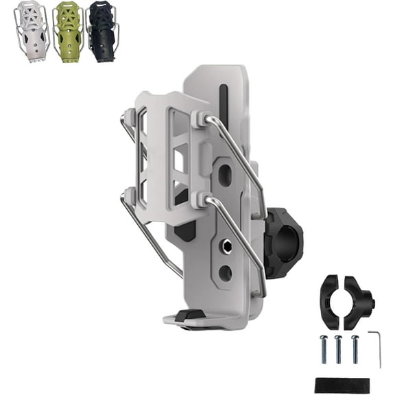 Adaptive Bicycle/Motorcycle Bottle Holder (2 Gray) – 360° Rotatable with Automatic Clamping, Fits 2''-3'' Cups
