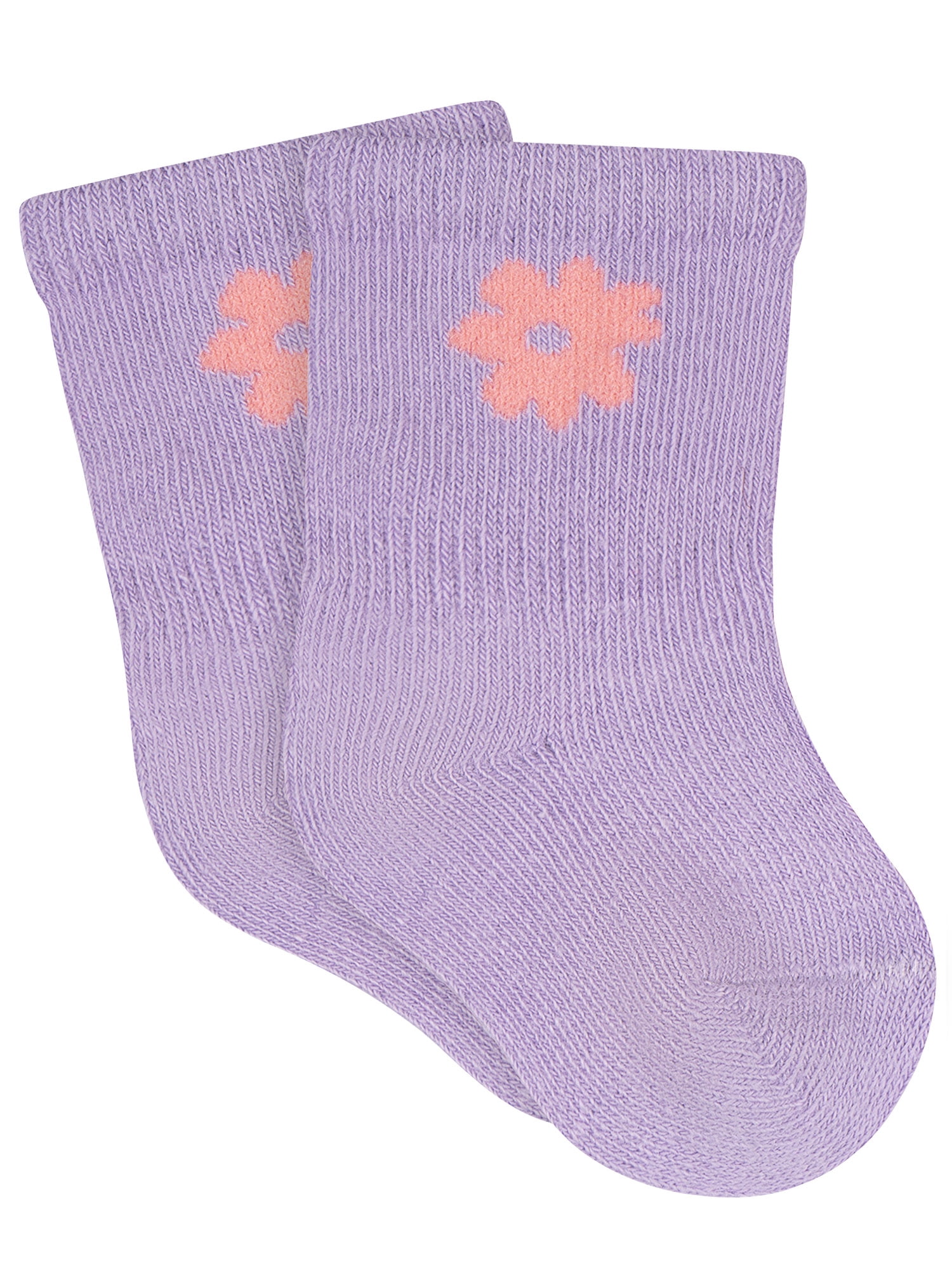 Gerber Baby Girl Jersey Wiggle Proof Crew Socks, 3-Pack, Sizes 0/6 Months - 6/12 Months