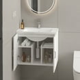 thumbnail image 4 of 24" Floating Bathroom Vanity with White Porcelain Sink and Soft-Close Doors - Wall-Mounted Bathroom Vanity with Sink-White, 4 of 9