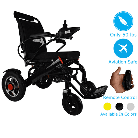 Foldable Electric Wheelchair with Remote Control, Medical Mobility Aid Scooter, Heavy Duty Power Wheelchair, Lightweight Electric (Best Electric Wheelchair For Elderly)