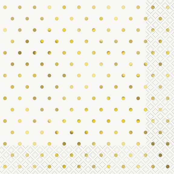 Foil Elegant Gold Polka Dot Paper Luncheon Napkins, 6.5 in, 16ct