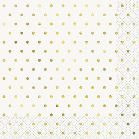 Foil Elegant Gold Polka Dot Paper Luncheon Napkins, 6.5 in,